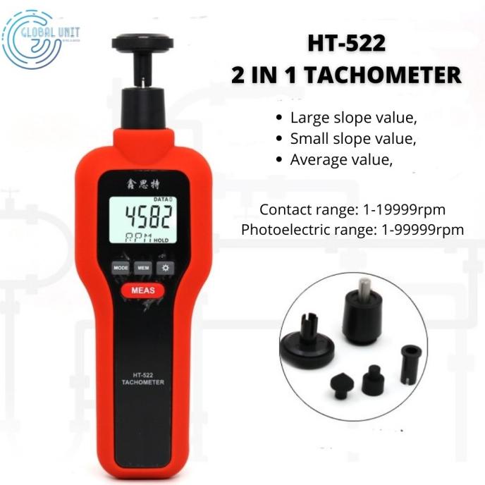 Jual HT522 2in1 Digital Tachometer Photoelectric Contact Speed Tester