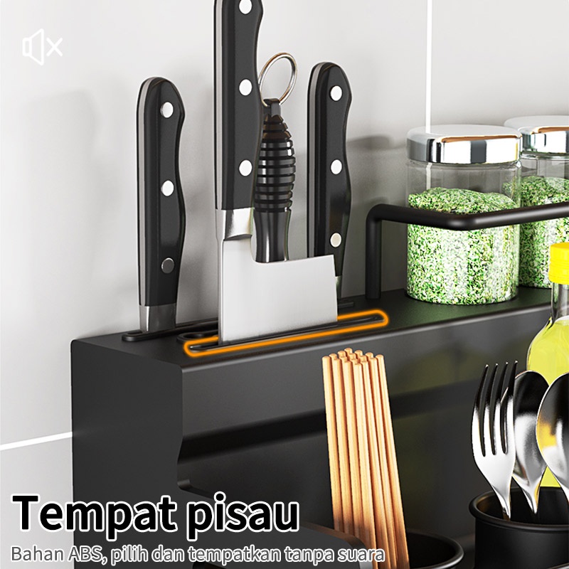 Rak Bumbu Dapur Dinding Kitchen Rack Tempat Pisau Rak Gantung Rak Dapur Rak Sendok Garpu