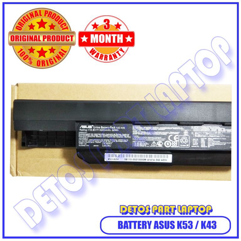 Battery Baterai Laptop Asus Batre Asus Original K53 A43 A43S K43 X44H X44C A32-K53-2