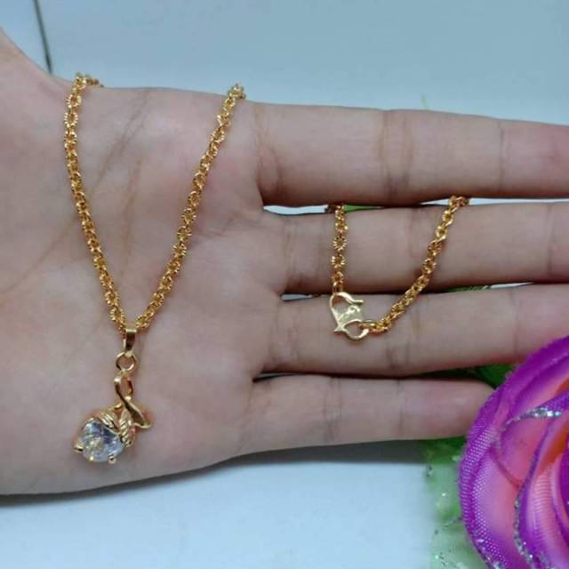 Kalung set liontin mata putih perhiasan set