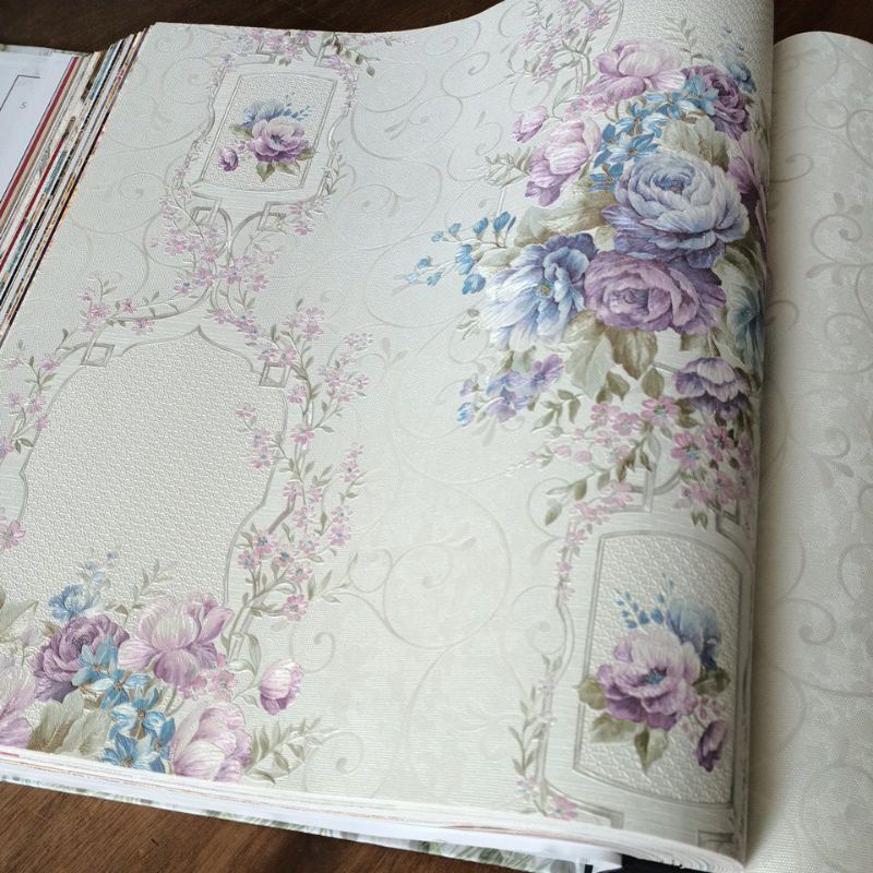 Wallpaper Dinding murah Bunga Mawar Ungu Lilac