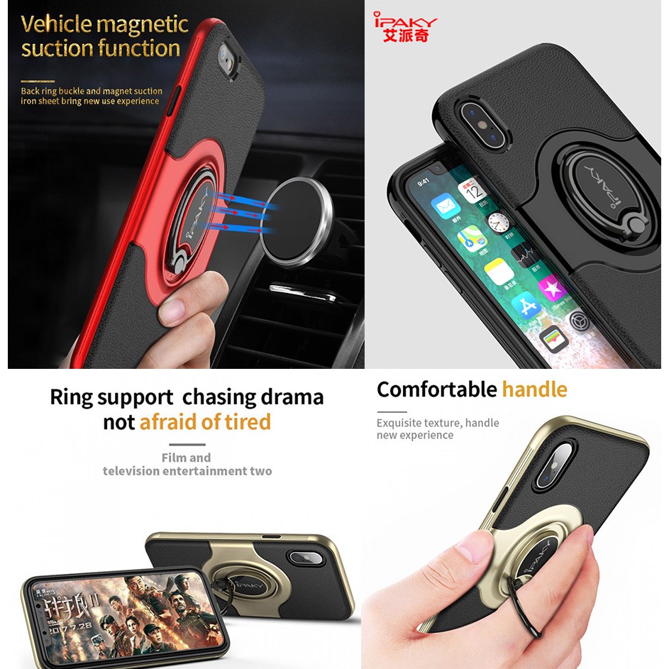 IPHONE X / IPHONE 10 IPAKY PC + TPU Hybrid Case with Ring Holder Stand