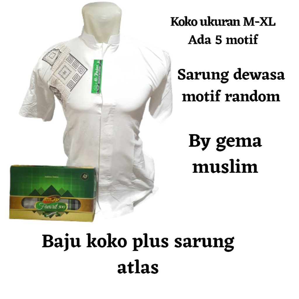 baju koko pria plus sarung atlas favorite