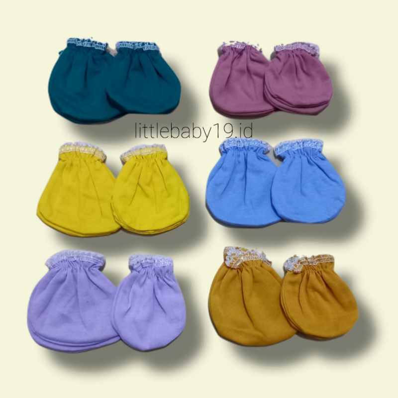 Set Sarung Tangan Kaki Bayi Baru lahir Polos Murah/ 1 Set Sarung Tangan Newborn Renda Murah