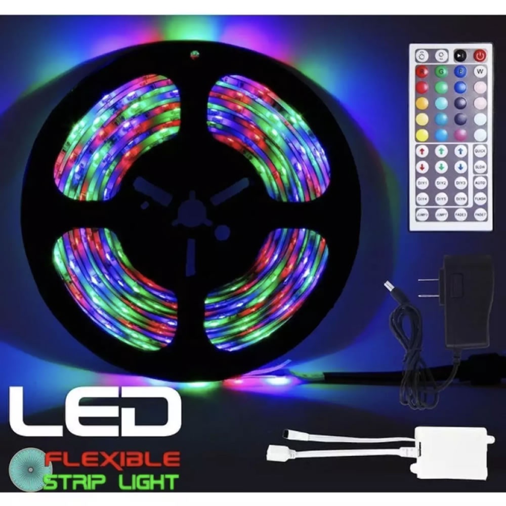 Lampu Strip RGB LED Panjang 5 Meter SMD Dekorasi Hias Tumblr 3528 Remote + Adaptor + Modul