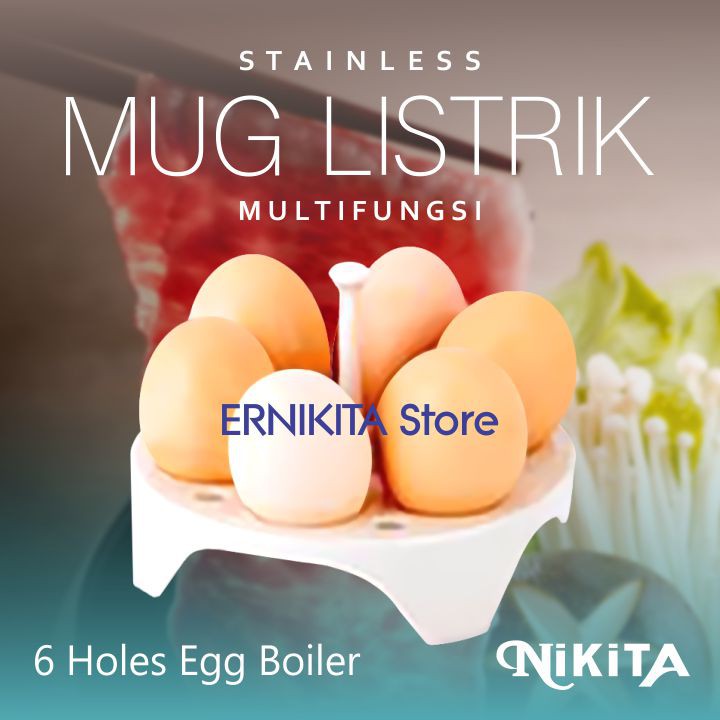 NIKITA MUG LISTRIK + PEREBUS TELUR - Mug Pemanas Air Stainless Multiguna