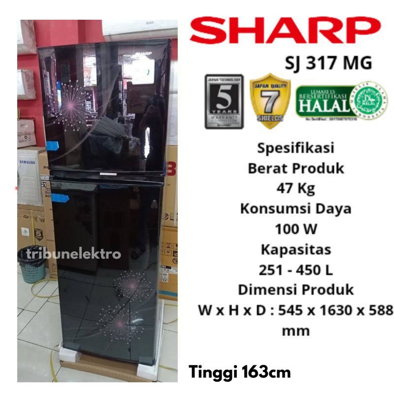 KULKAS SHARP 2 PINTU TINGGI TANPA BUNGA ES SJ-X317MG-DP/DB TOKO ELEKTRONIK TEGAL PEMALANG