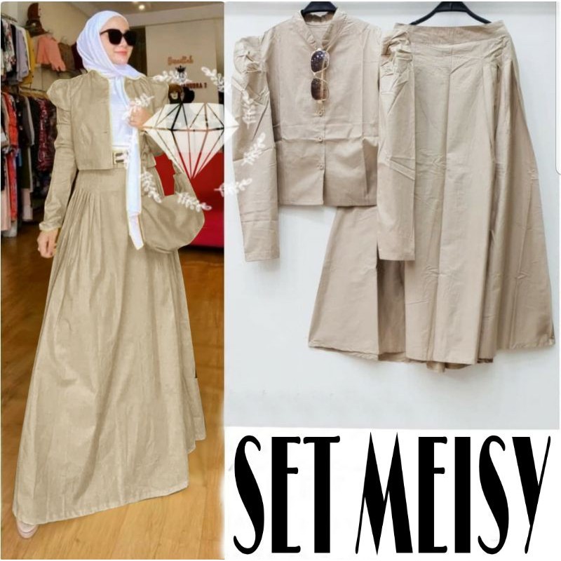 SET ROK MEISY, KATUN, GAMIS HIJAB MUSLIM, SETELAN