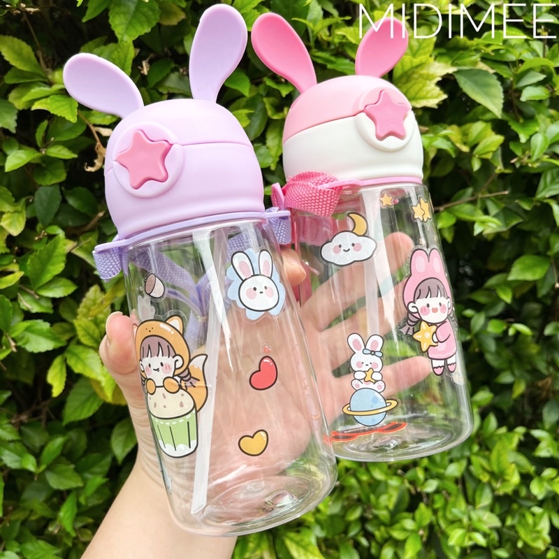 Botol Minum Tanduk Rusa / Botol Minum Anak Lucu 500ML Tali Sedotan Anti Tumpah  BPA FREE