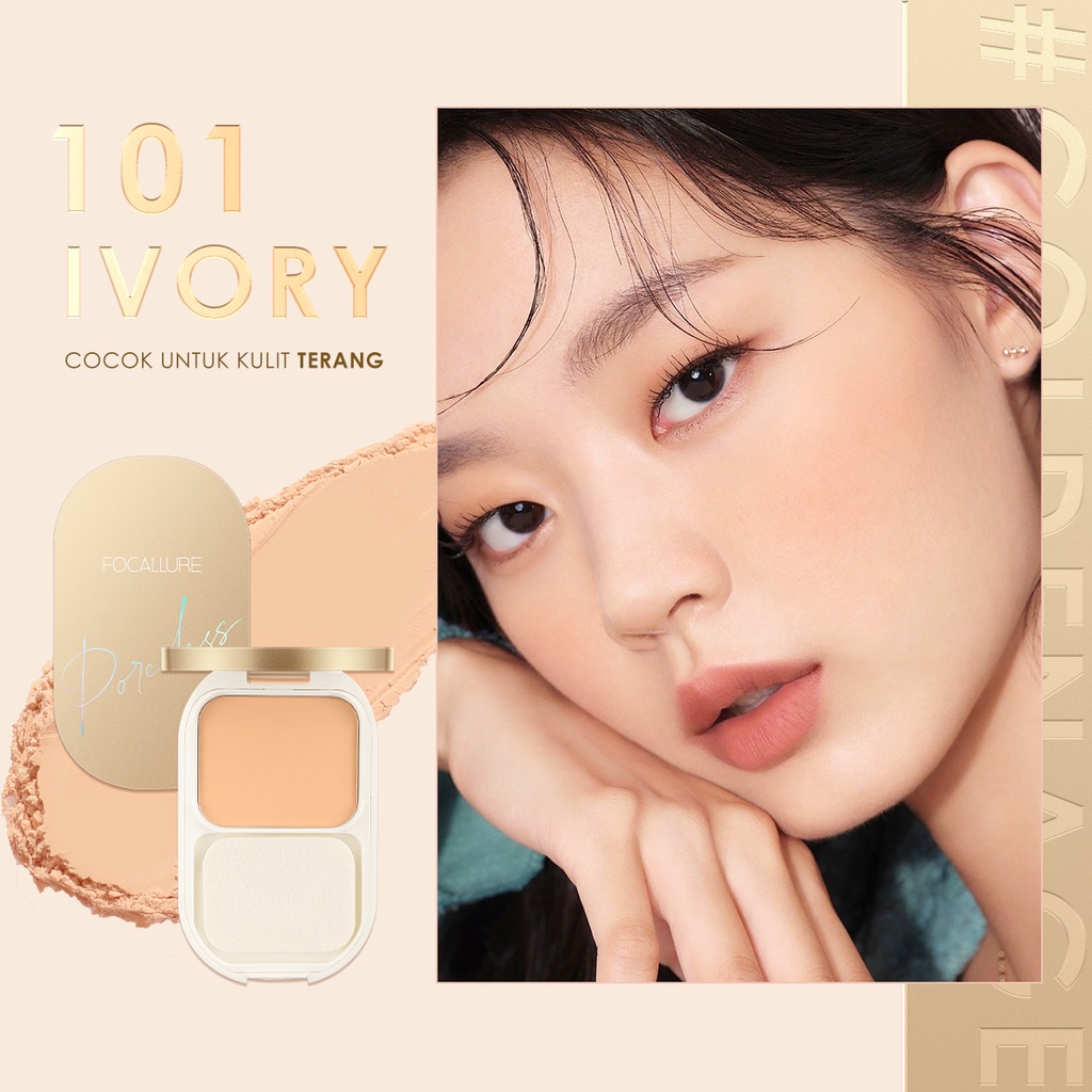 FOCALLURE #GoldenAge Bedak Padat Tahan air Matte Pressed Powder- Hingga 12 Jam-#101🔥🔥