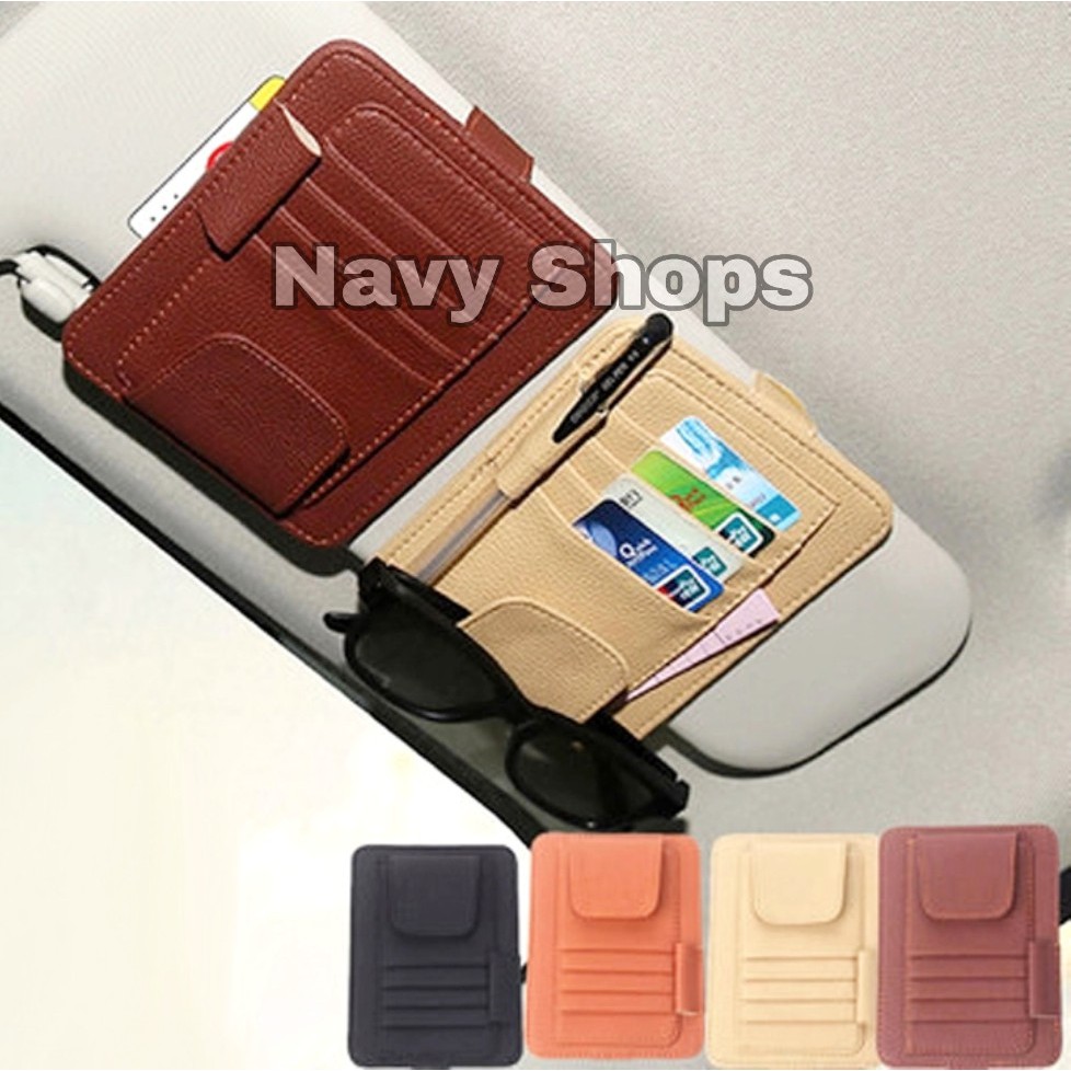 Card Holder Leather Visor - Tempat Kartu Mobil Visor - Card Organizer