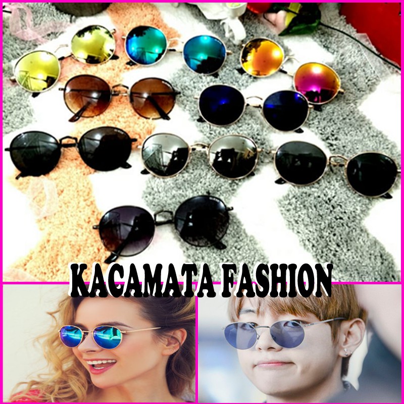 Kacamata Hitam Colorful Unisex Pria wanita Bulat Boboho Gaya Korean Trend Santai Cassual Suglasses