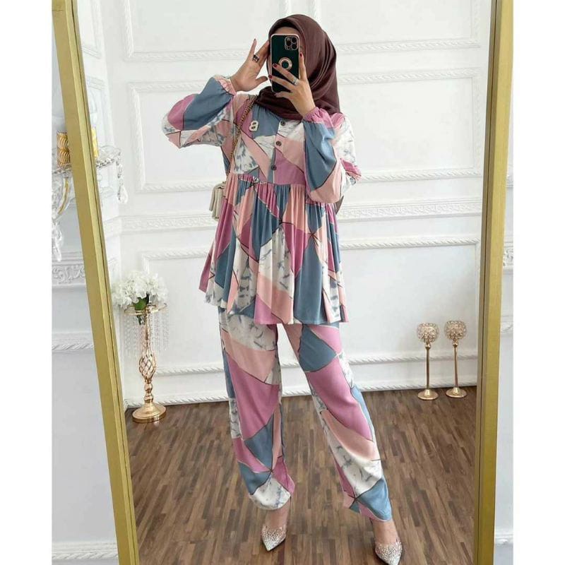 MANDA ONE SET WANITA / SETELAN RAYON DAILY ONE SET BAJU SETELAN PAJIMAS WANITA KEKINIAN-TSAMARA SET