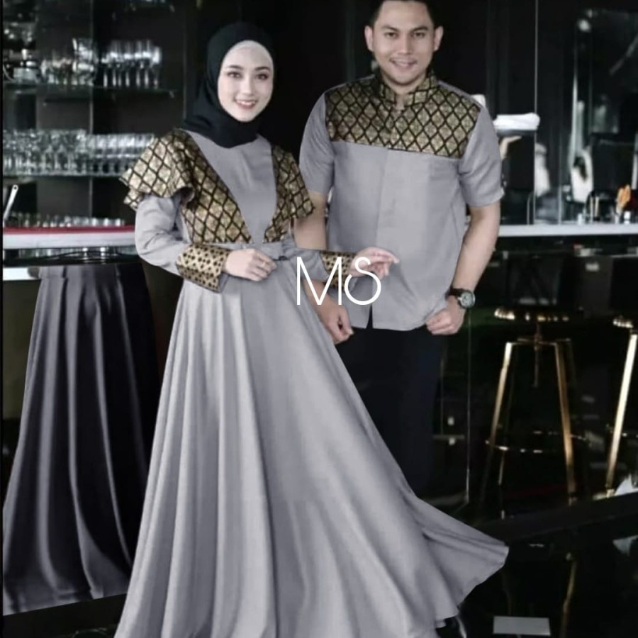 Baju Couple Lebaran Terbaru 2022 Gamis Kopel Pasangan Keluarga Suami Istri Pesta Kondangan Kekinian 