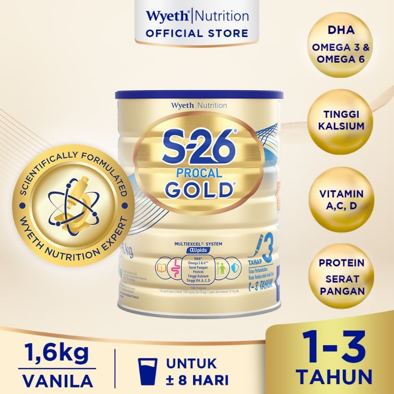 S-26 PROCAL GOLD TAHAP 3 VANILA SUSU PERTUMBUHAN ANAK 1.6KG