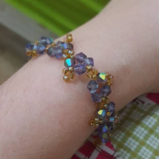 Gelang kristal crystal purple ungu