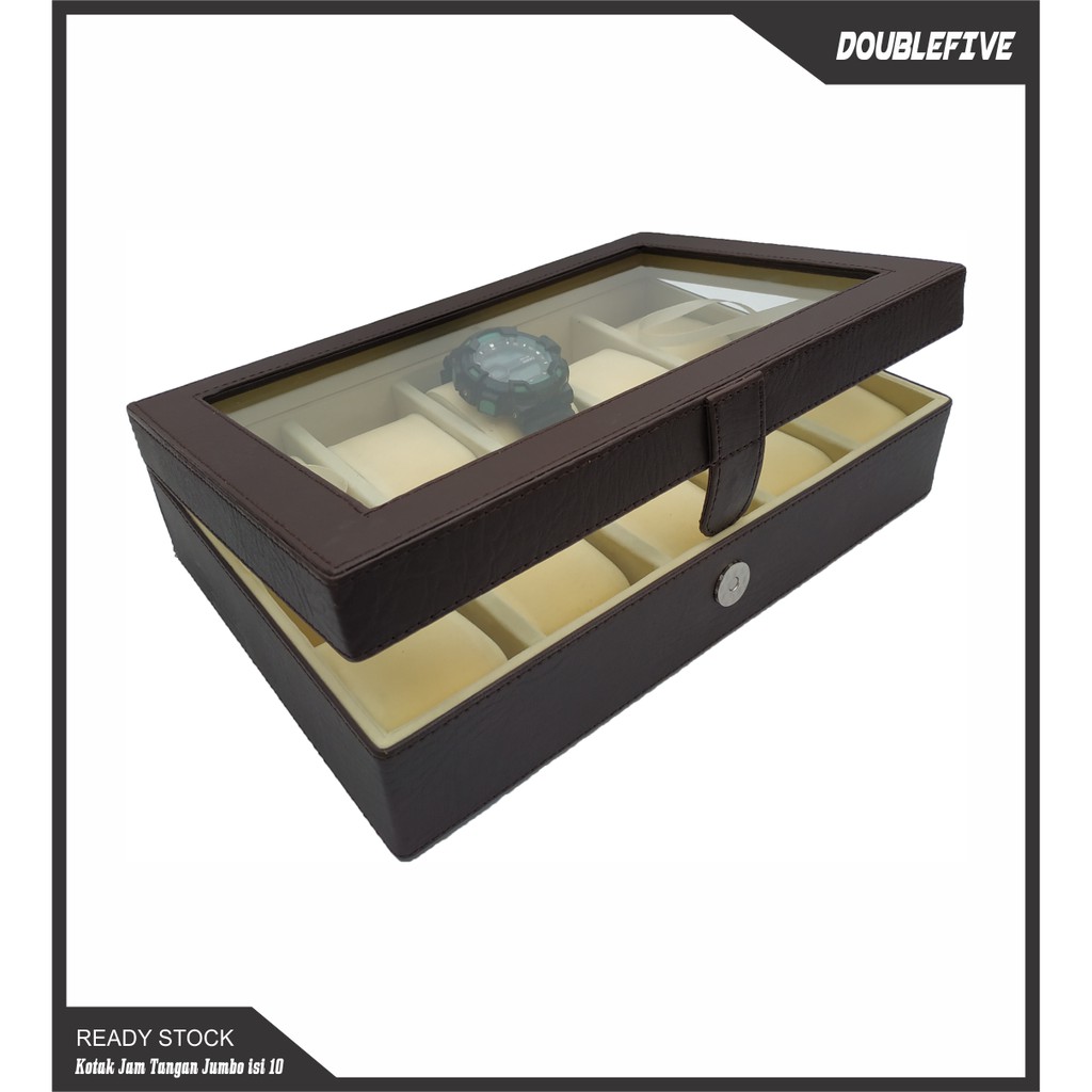 Watch Box / Tempat Jam / Kotak Jam Tangan JUMBO Isi 10 - Coklat-Cream