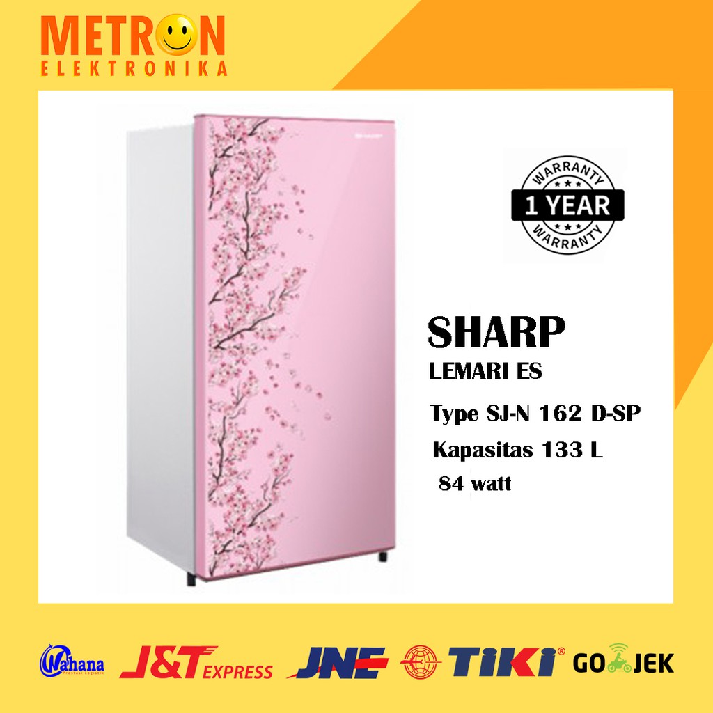 SHARP SJ N 162 D SP / SAKURA PINK KULKAS LEMARI ES 1 PINTU 133 LITER / SJN162DSP