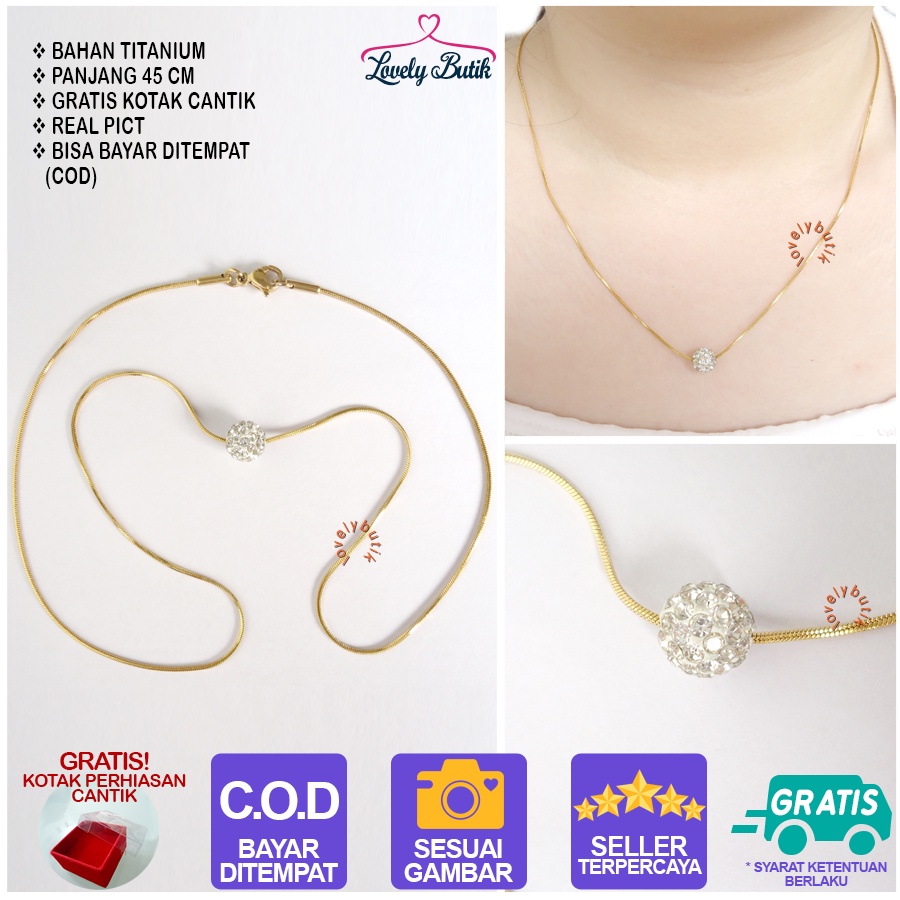 Lovelybutik Kalung Titanium Anti Karat Lulv Kalung Wanita Titanium Model Terbaru Cw Bonus Kotak Perhiasan