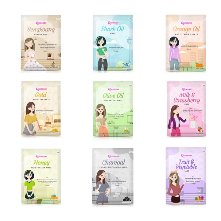 qiansoto peel off mask masker wajah all variant masker lumpur qiansoto