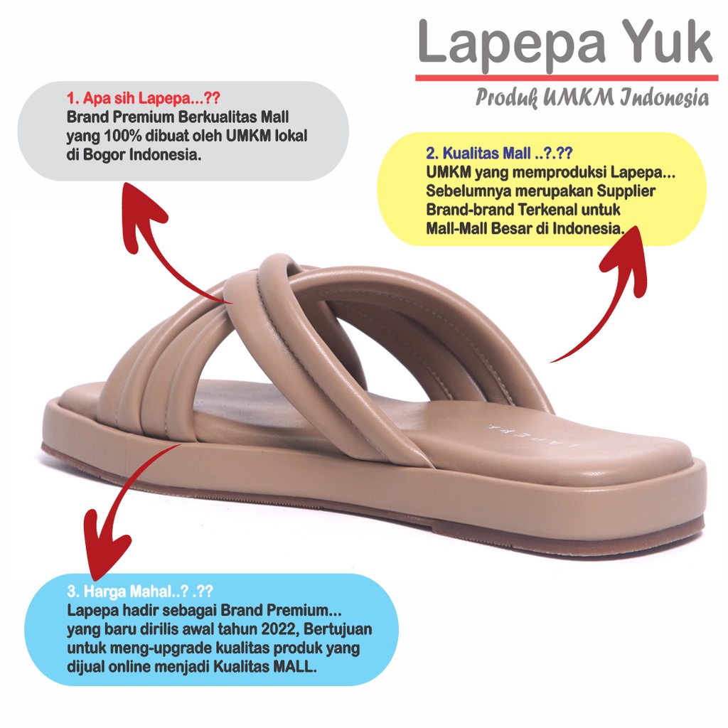 LAPEPA YUK - Sandal Wanita Wedges SHENNA ALL COLOR Sendal Cewek Platform Kondangan Hak Tinggi 3cm Model Silang 3 Size 36 37 38 39 40 Pergi Jalan Casual Santai Rumah Slop Warna Hitam Selop Premium Original Kekinian Terbaru Shoes ORI Mall Official Store