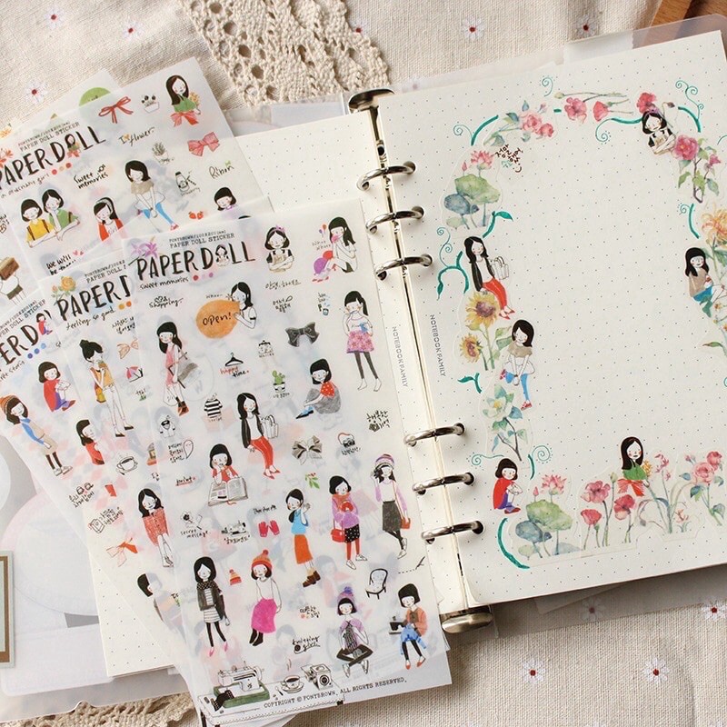 

6Pcs Sticker Paper Doll Girl