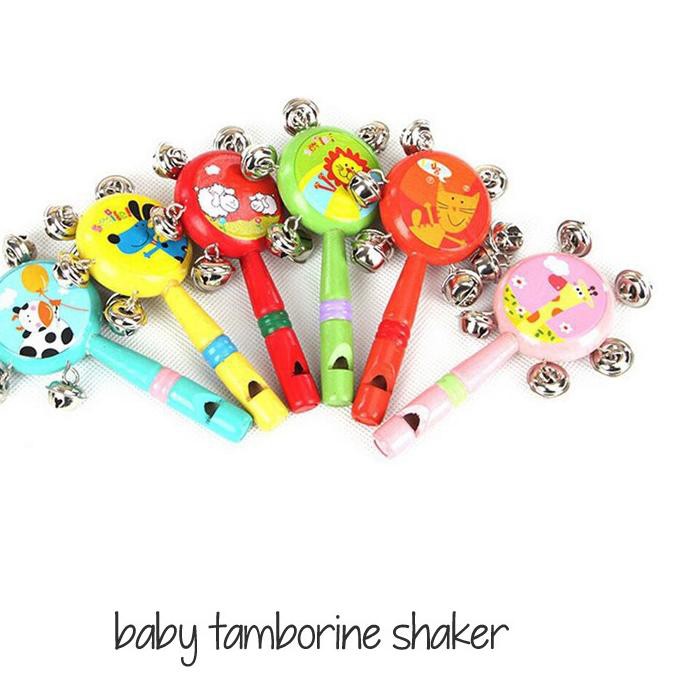_ FHD Edufuntoys - BABY TAMBORINE SHAKER/ Kerincingan Bayi/ Peluit Kayu LARIS