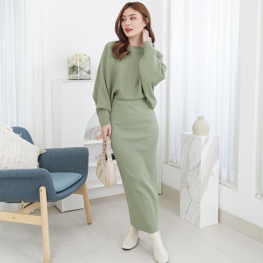 STELAN BATWING+ROK RAJUT PANJANG /ONE SET OUTHER KALONG LASPERAL-TERMURAH/atasan rajut wanita