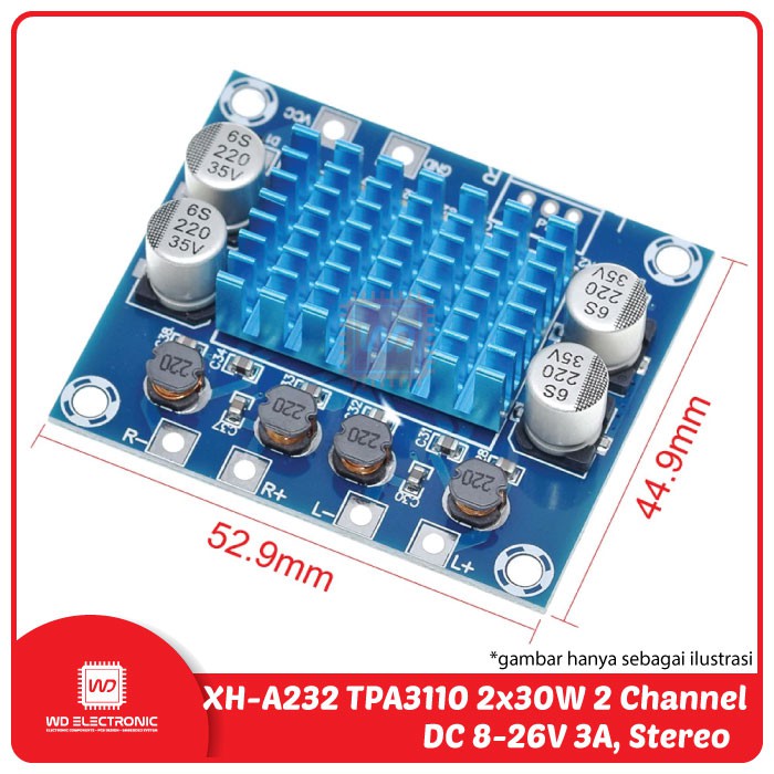 TPA3110 XH-A232 2x30W 2 Channel Digital Stereo Amplifier Board DC 8-26V 3A