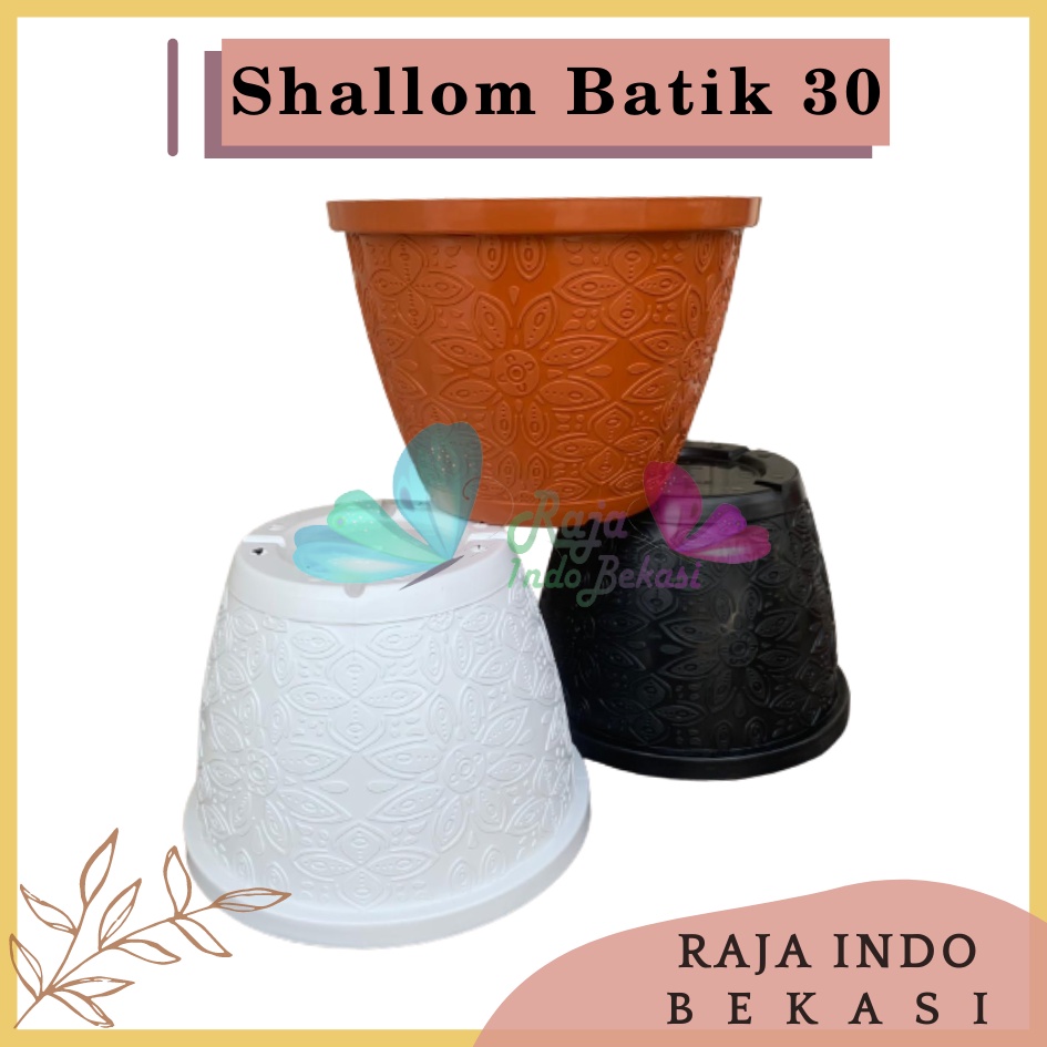 Pot Shallom Batik 30 Putih Hitam Merah BataTerracota Terracotta Merah Coklat Pot Bunga Motif Batik Timbul Pot Bunga Besar Murah Tebal Bagus Bukan Pot Shallom Glory Glori 30 35 40