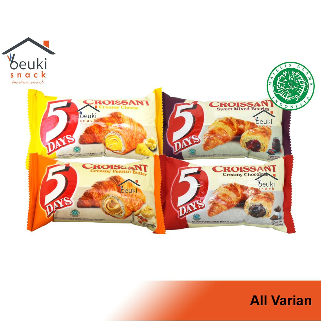 

ECER 5 Days Roti Croissant Kue Lembut Isi Selai Aneka Rasa