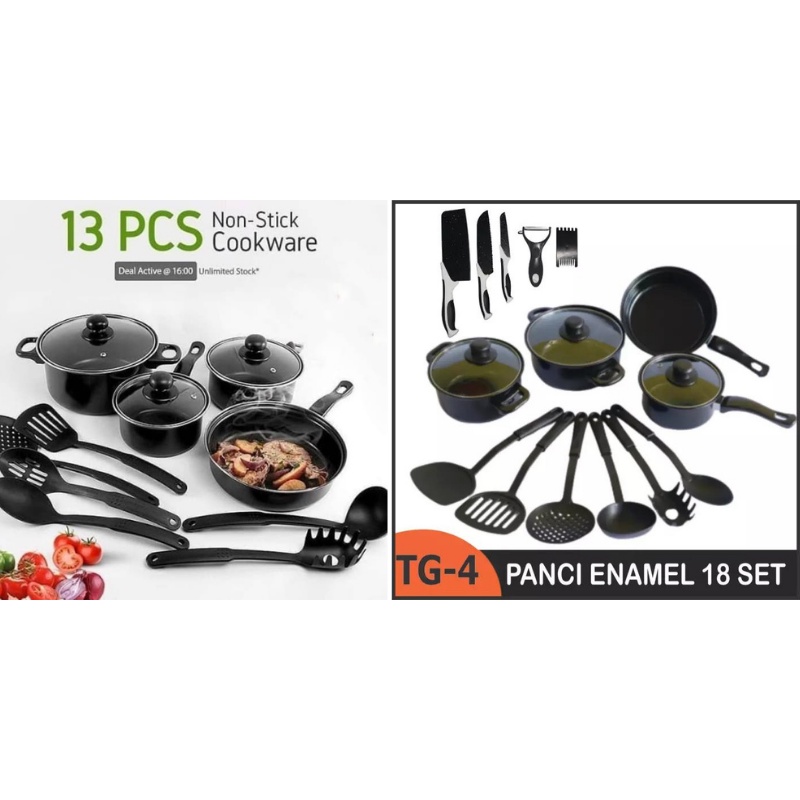 PROMO Panci teflon set lengkap teflon Warna Cookware Frypan Saucepan Free Spatula 6Pcs ibu-ibu wajib punya