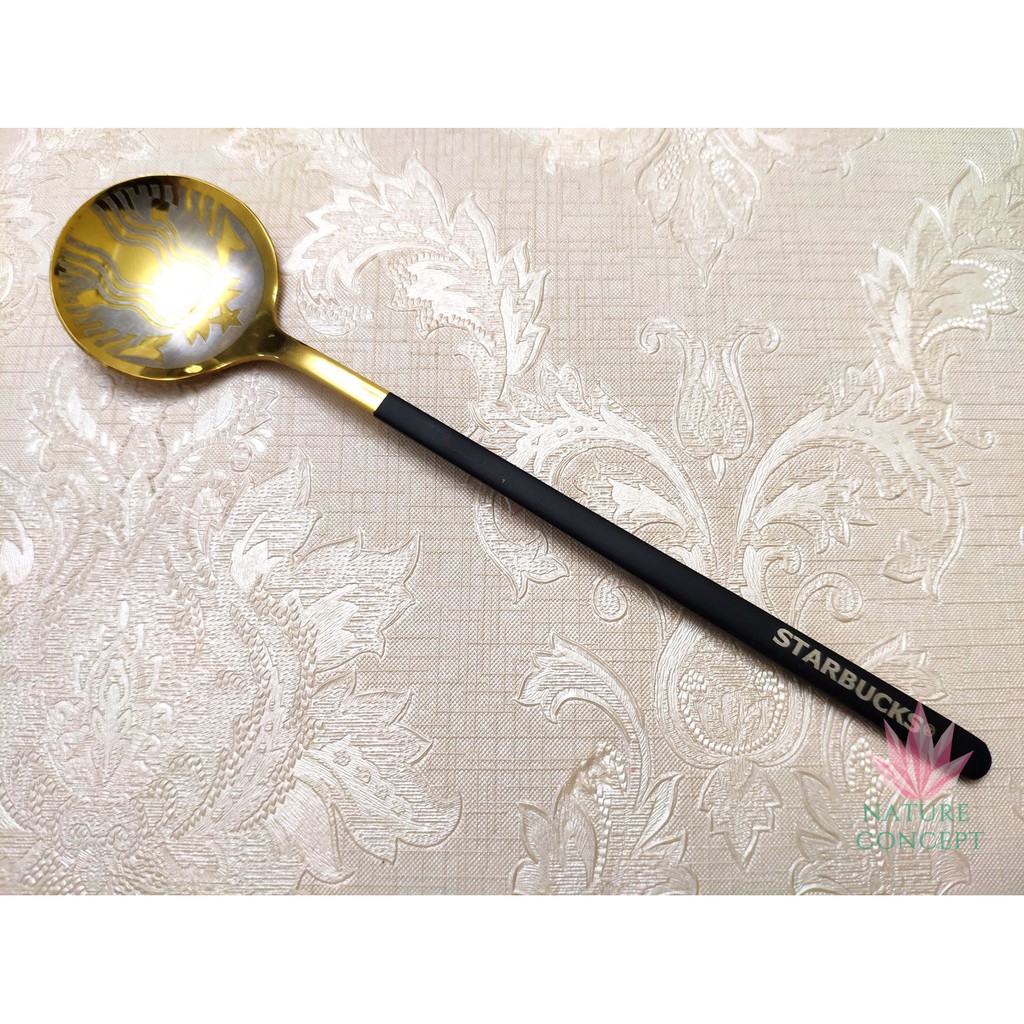 Sendok Kopi Starbucks Spoon Unik Sendok Teh Gift Dessert-Gold Black