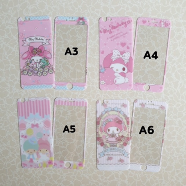 [ vhieshop ] Anti gores ip  6plus Cartoon tempered glass RANDOM MOTIF