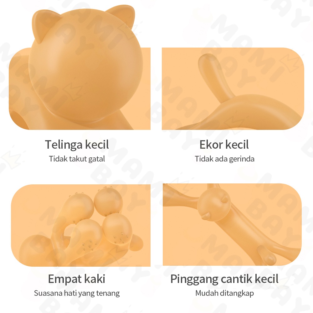 Mamibayi Mainan gigitan bayi bentuk kucing lucu dengan kotak teether bayi BPA free