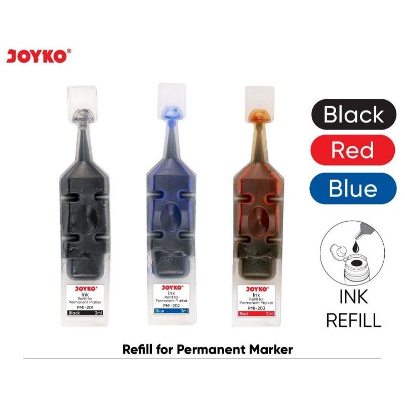 Refill Tinta Spidol Permanent Joyko Hitam/Biru/Merah