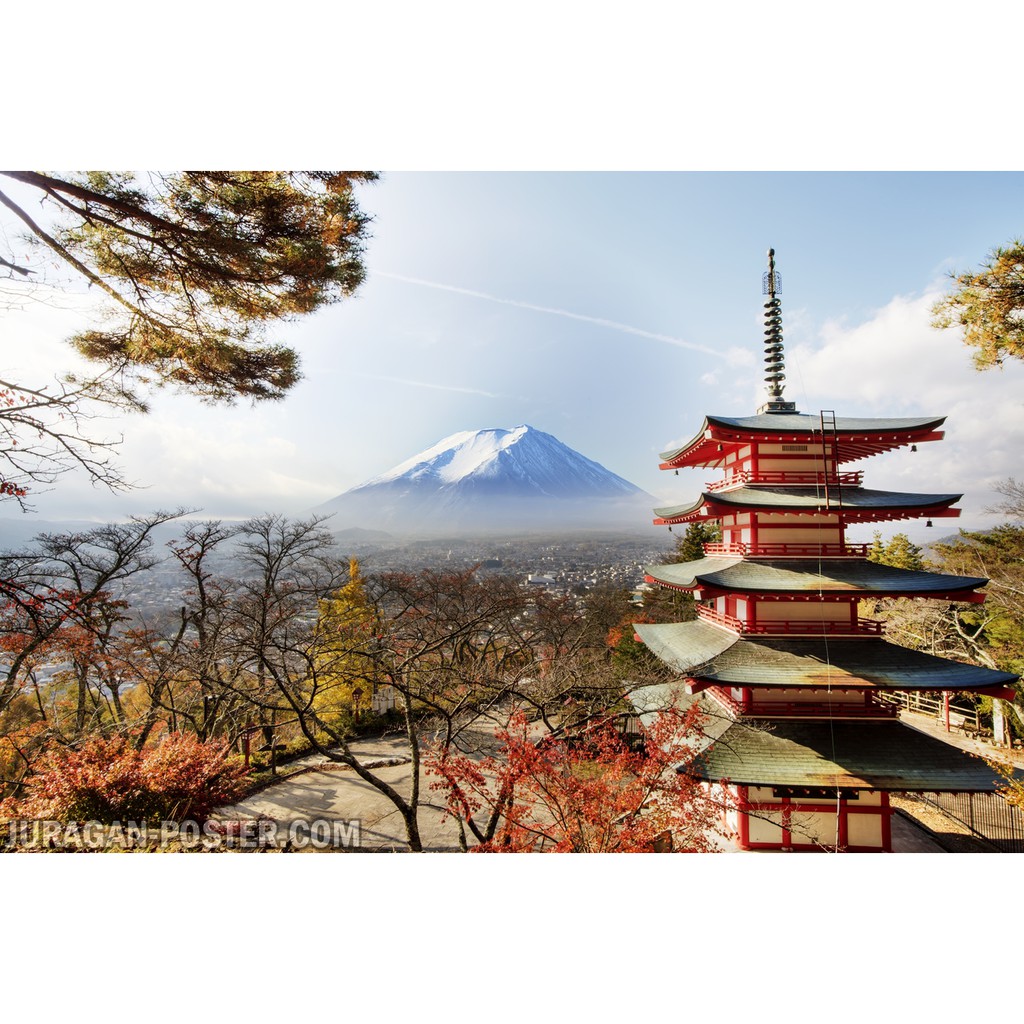 Hiasan Dinding Poster Pemandangan Alam Gunung Fujiyama Jepang 11