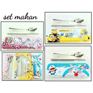 set makan minnions doraemon hello kitty box