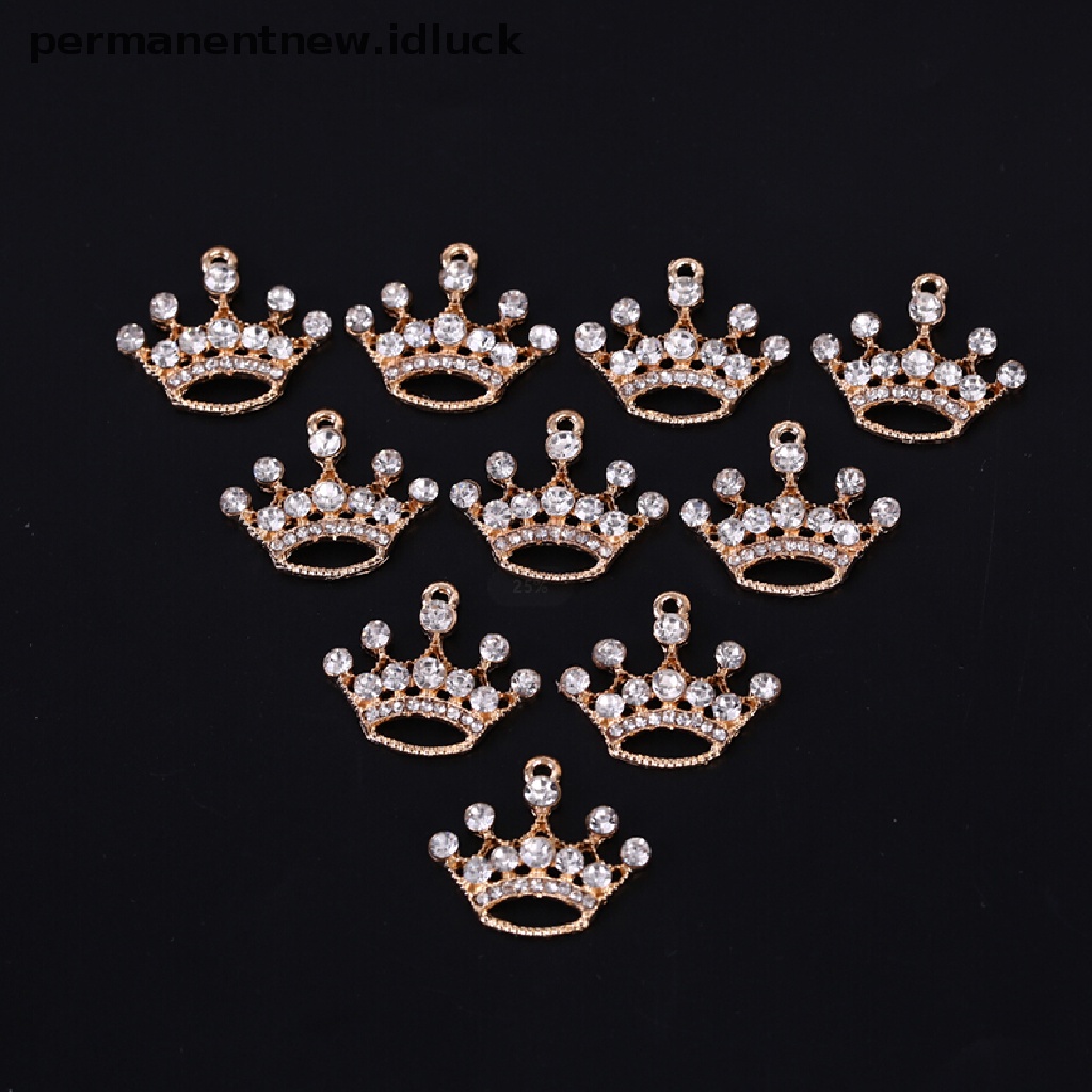 10pcs / Set Liontin Mahkota Kecil Bahan Alloy Kristal Untuk Membuat Perhiasan