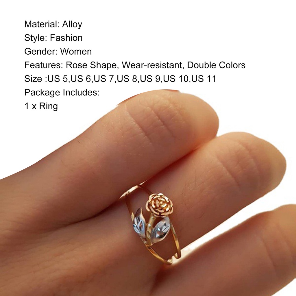 Hu Hu Hu Hu Hu Alat Bantu Pasang Kacamata♡ Cincin Electroplating Desain Bunga Mawar Warna Ganda Untuk Hadiah Ulang Tahun Wanita