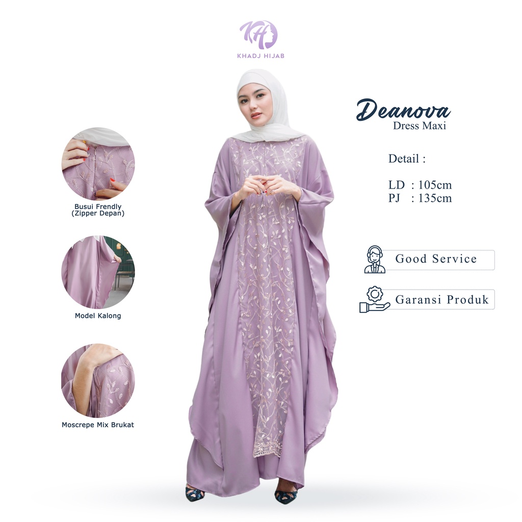 Gamis Khadj Hijab - Dress Gamis Muslim Mix Brukat Deanova (K9G3) Gamis Remaja Gamis Brukat Dress Gam