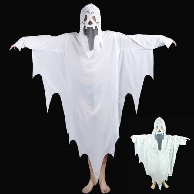 KOSTUM HANTU TENGKORAK DEWASA BAJU SERAM HALLOWEEN COSPLAY