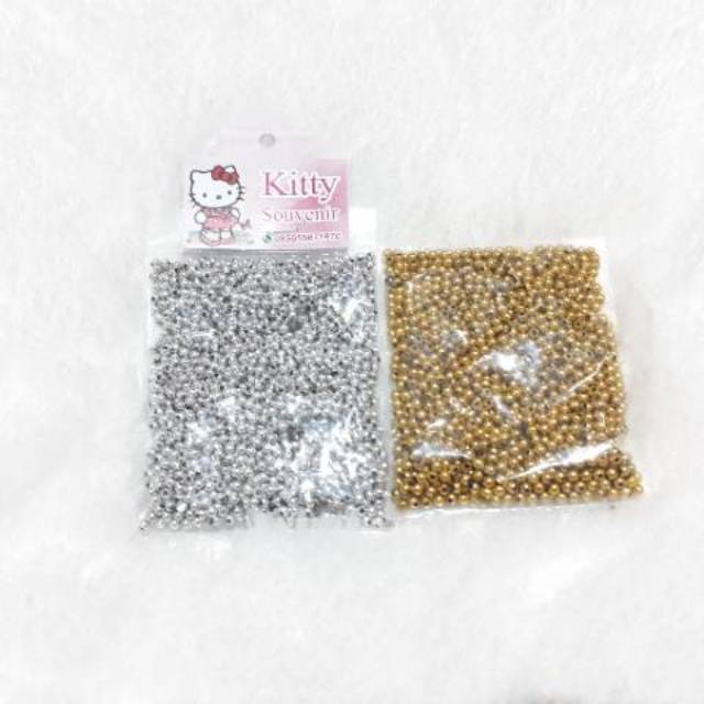 Manik / mote 3 mm mutiara, gold, silver
