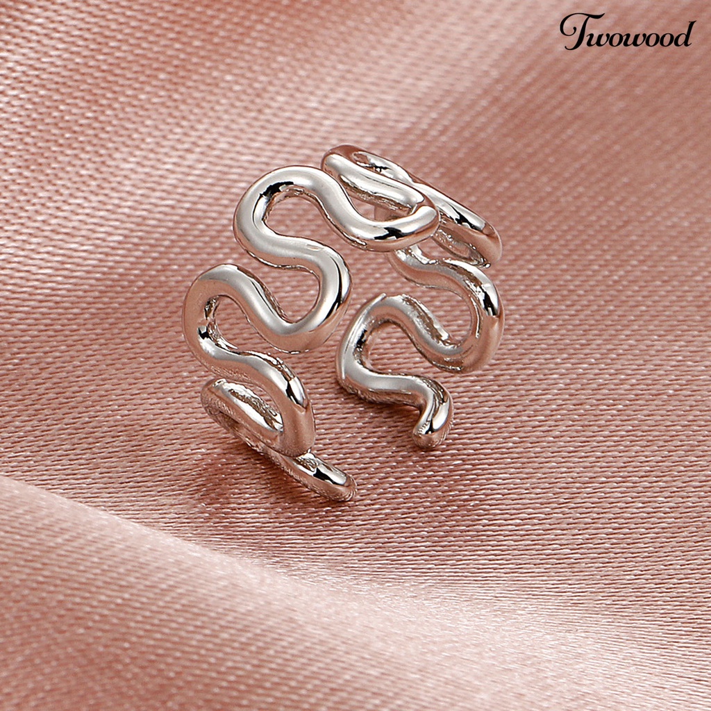 Twowood 1Pc Irregular C-Shape Ear Clip Alloy Hollow Non-Pierced Clip Earring Fashion Jewelry