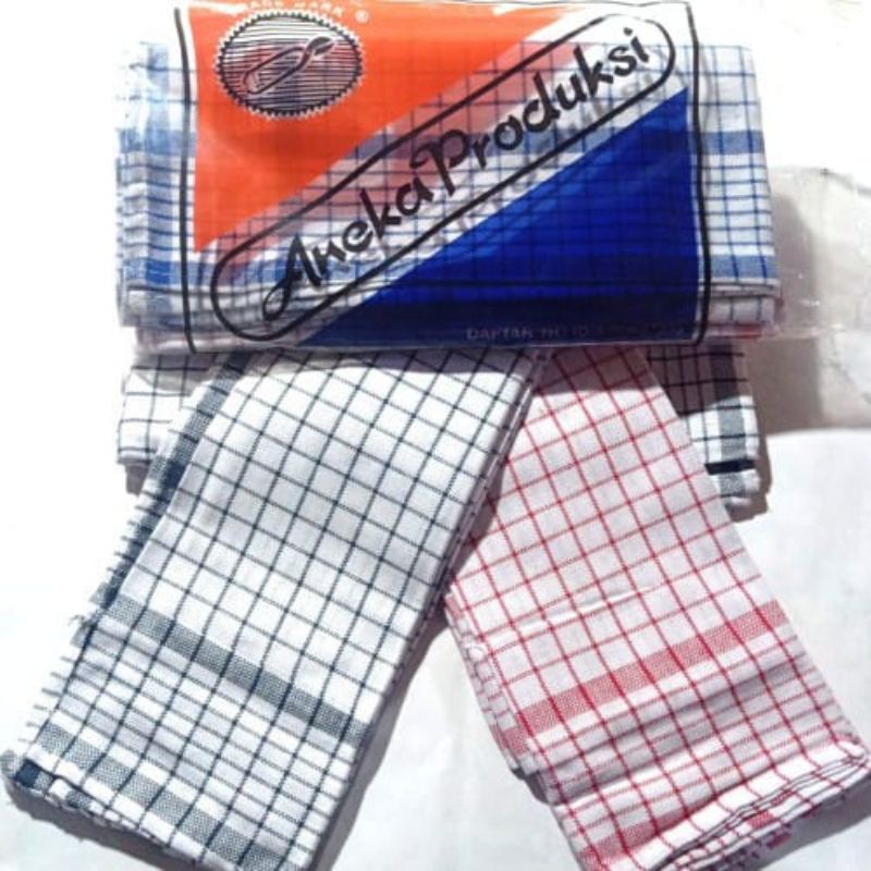 Serbet Dapur Lusinan Cap Gunting Motif Kotak Isi 12 Pcs / Serbet Kain Lap Resap Air