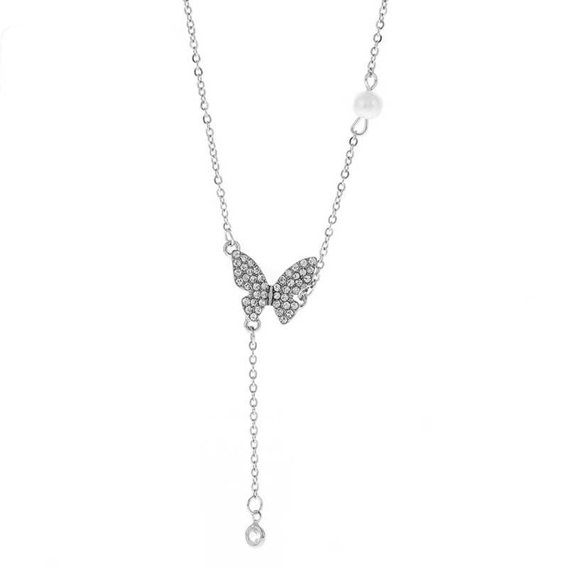 Butterfly Kalung Rantai Multi Layer Liontin Kupu-Kupu Hias Zircon Untuk Wanita
