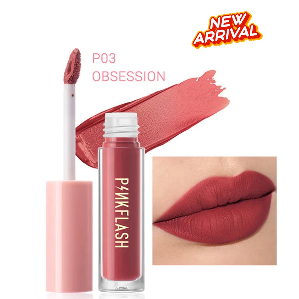 PINKFLASH Matte Lipstik Lembut Tahan Lama Pelembab Pigmentasi Tinggi 21 Colors