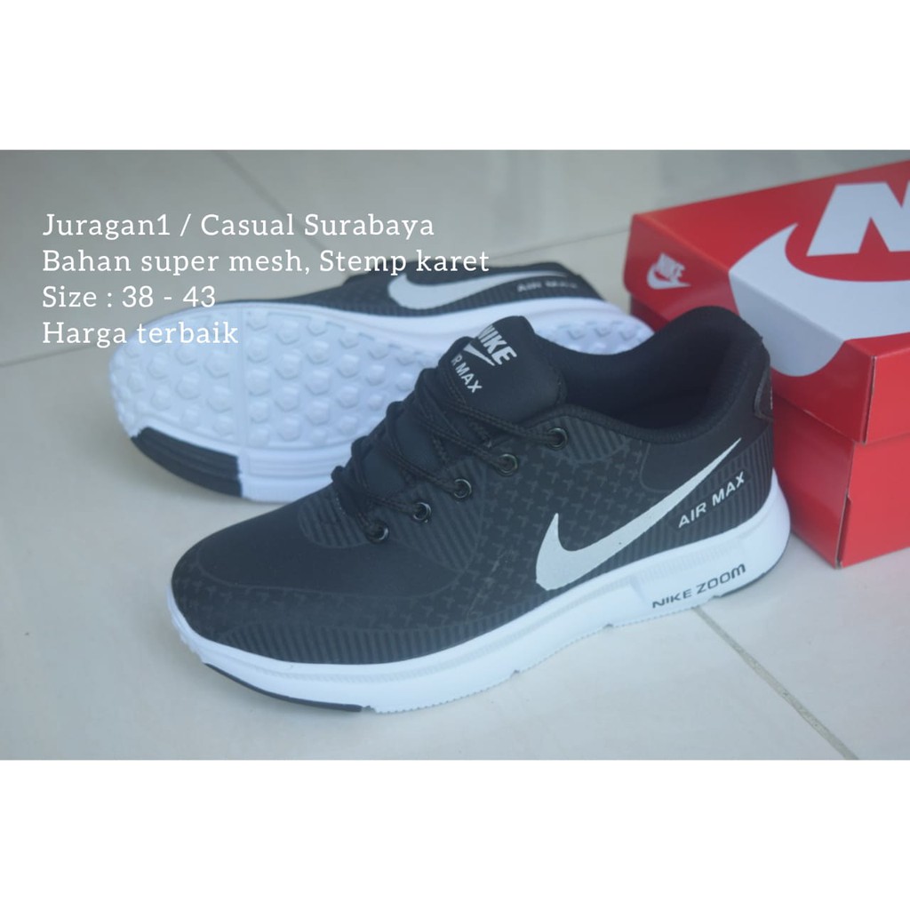 BELI 2 ONGKIR 1 !!! Sepatu Nike Airmax Grade Ori Hitam Putih - Pria Wanita