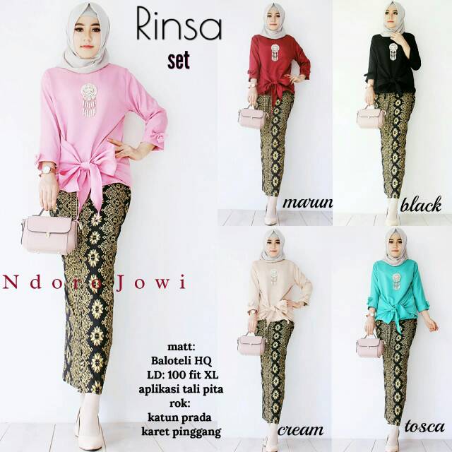 Rinsa set - kebaya modern setelan batik setelan baju Muslim atasan Muslim kado ulang tahun btc solo