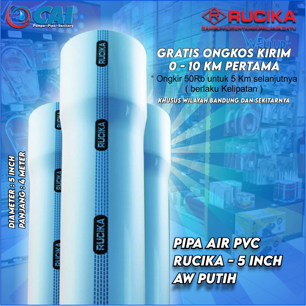 GROSIR - PIPA AIR PVC - RUCIKA - 5 INCH - AW - PUTIH